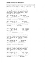 English Worksheet: Here we go round  the mulberry bush