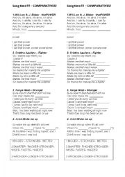 English Worksheet: Songs with comparatives