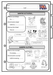 English Worksheet: Winter activities and clothes