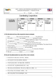 English Worksheet: Coordinating and subordinating conjunctions