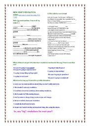 English Worksheet: NEW YEARS RESOLUTION