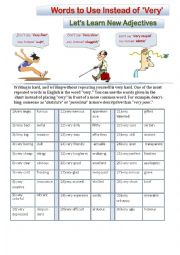 English Worksheet:  Words to use instead of very