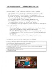 English Worksheet: Queens Christmas Message 2016 (Queens speech) - video and exercises
