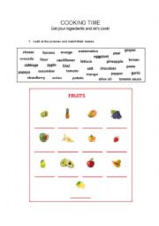 English Worksheet: Ingredients (Fruits, Vegetables and others)