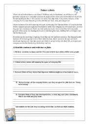 English Worksheet: Future robots