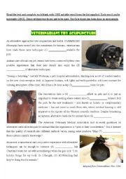 English Worksheet: VETERINARIANS TRY ACUPUNCTURE