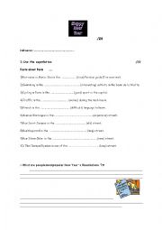 English Worksheet: Facts about Paris and New Years Resolutions !