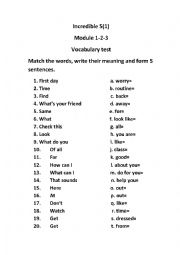 English Worksheet: Vocabulary revision