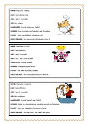 English Worksheet: Personal information speaking cards (Set 2)