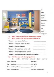 English Worksheet: Furniture and prepositions