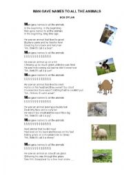 English Worksheet: Man gave names to all animals