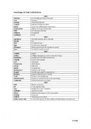 English Worksheet: Interchange 1A deifinitions