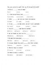 English Worksheet: Misspelled words