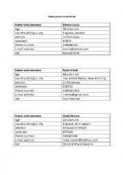 English Worksheet: Talking about personal details