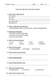 English Worksheet: Meg and Mog Meg and the baby