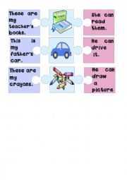 English Worksheet: possessive pronouns and can puzzle 2