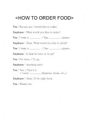 English Worksheet: Ordering food