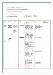 1st year lesson plan 