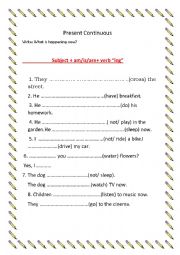 English Worksheet: Present Continuous