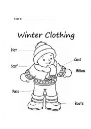 English Worksheet: Winter Clothing