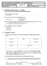 English Worksheet: 7th form mid term test 2