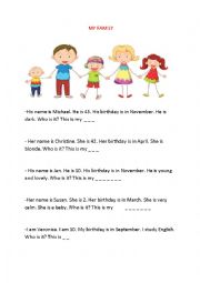 English Worksheet: family