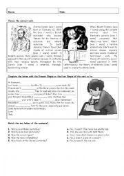 English Worksheet: Was Were exercises biographies