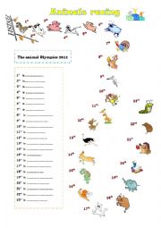 English Worksheet: Animals racing