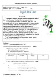 English Worksheet: the panda