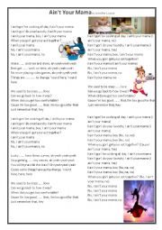 English Worksheet: Aint Your Mamma by Jenifer Lopez