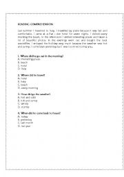 English Worksheet: Reading comprehension - Past Simple