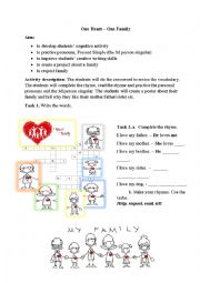 English Worksheet: One Heart-One Family