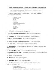 English Worksheet: Brits dont mean what they say or say what they mean!