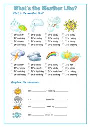English Worksheet: The weather for kids