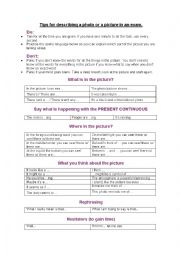 English Worksheet: Tips for decribing a picture B1 