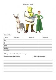 Complarative and superlative adjectives: Shrek - ESL worksheet by Ksanita