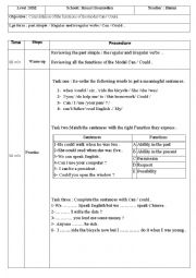 English Worksheet: Can and could functions