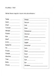 English Worksheet: Plurals