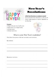 English Worksheet: New Years Resolutions