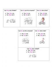 English Worksheet: She / He / They can.