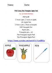 English Worksheet: The PPAP song