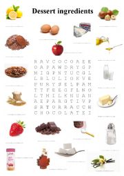 English Worksheet: Dessert food ingredients