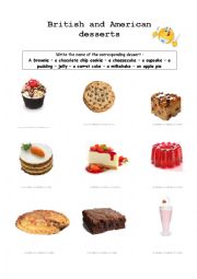 English Worksheet: American and British desserts