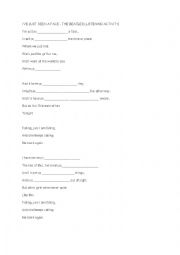 English Worksheet: Ive Just Seen A Face CLOZE LISTENING