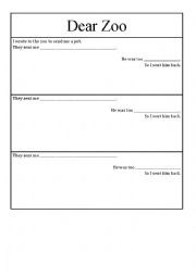 English Worksheet: dear zoo, draw and write