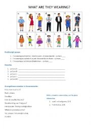 English Worksheet: What are they wearing?