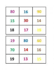 English Worksheet: Pronunciation Numbers Bingo - Numbers in Sentences (2/3)