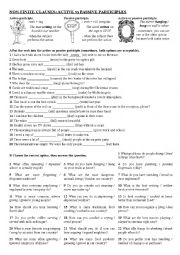 English Worksheet: Non-finite clauses: Active and passive participles