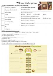 English Worksheet: Shakespeares life