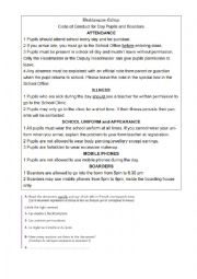 English Worksheet: school rules